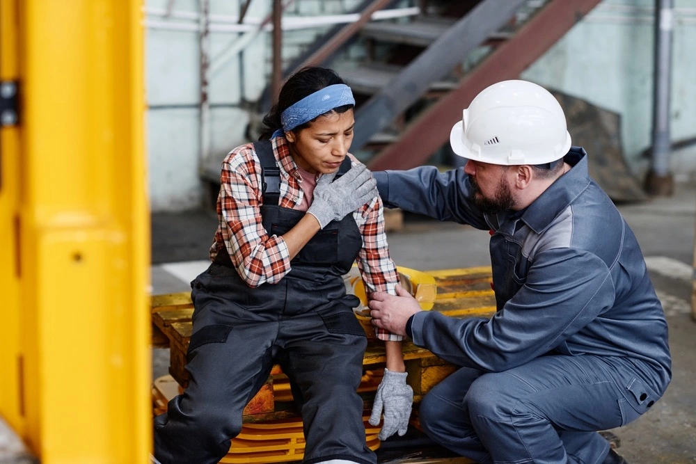 An image illustrating the actions to take after a workplace injury.