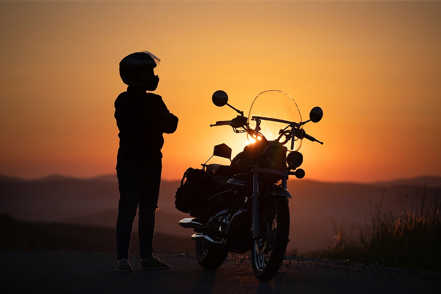 A snapshot of a motorcyclist, emphasizing common causes of motorcycle accidents, such as distracted driving.